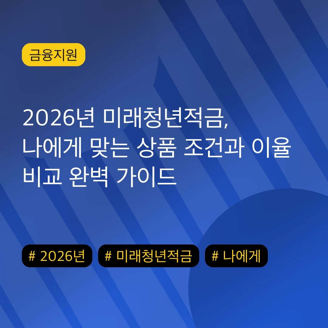 2026년 미래청년적금, 나에게 맞는 상품 조건과 이율 비교 완벽 가이드