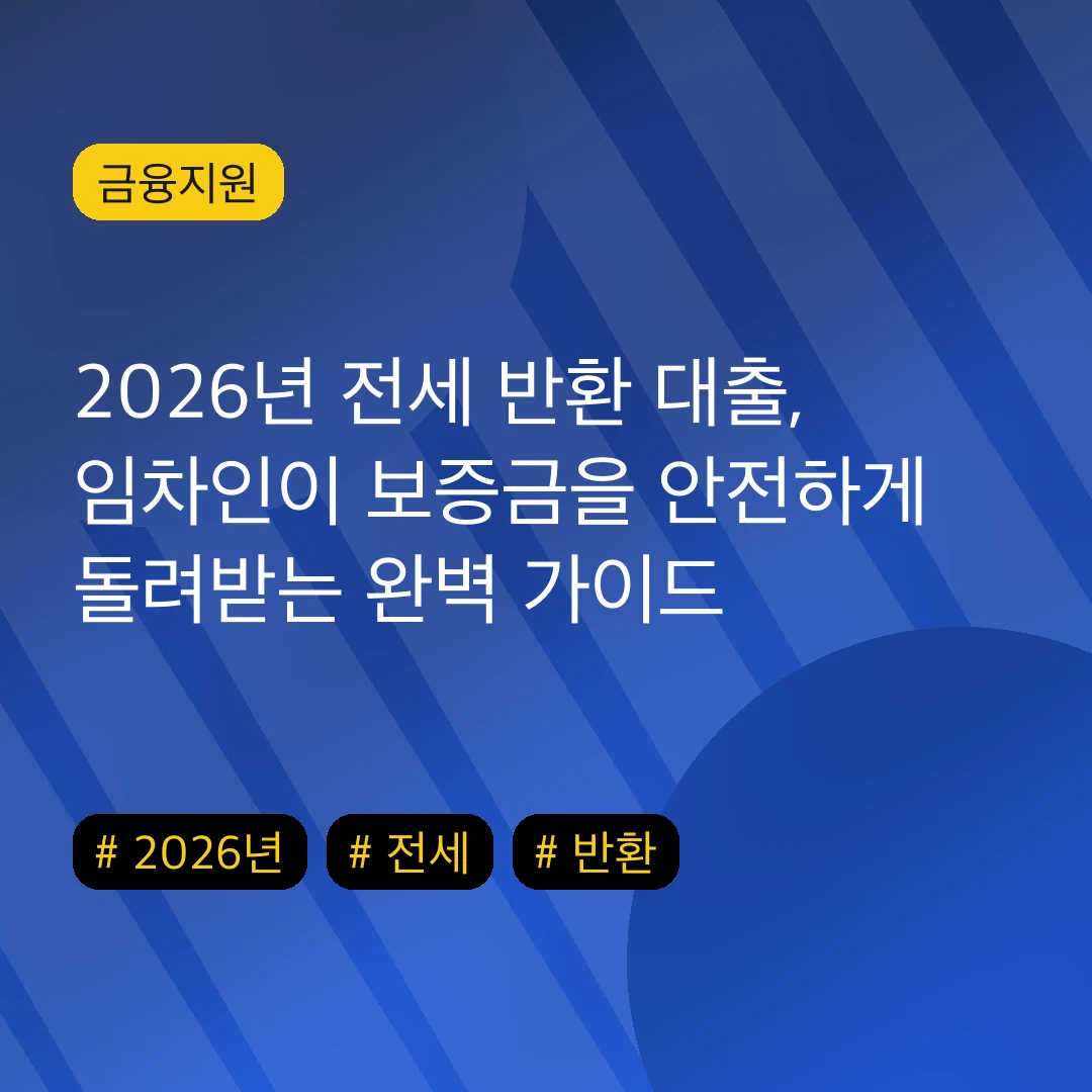 2026년 전세 반환 대출, 임차인이 보증금을 안전하게 돌려받는 완벽 가이드
