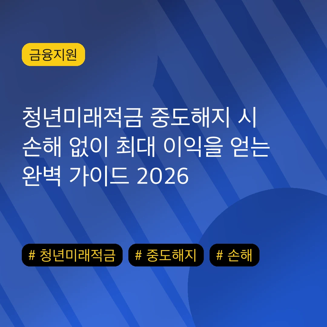 청년미래적금 중도해지 시 손해 없이 최대 이익을 얻는 완벽 가이드 2026