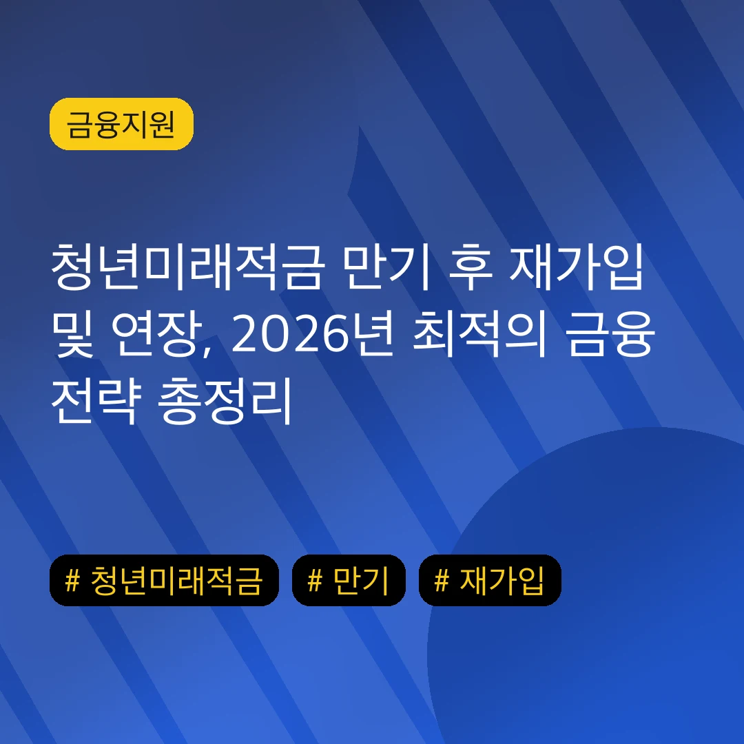 청년미래적금 만기 후 재가입 및 연장, 2026년 최적의 금융 전략 총정리